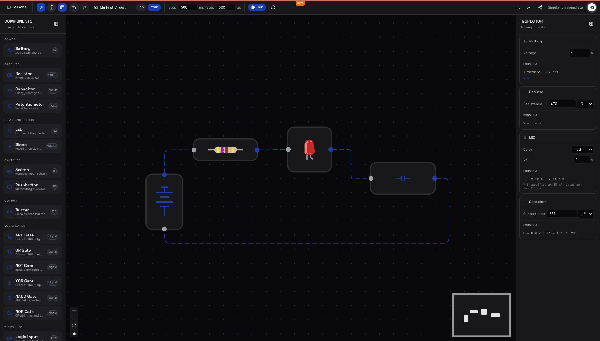 TinkerSim app dark mode